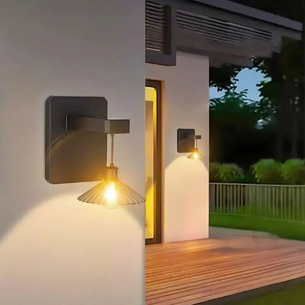 Solar-Powered Wall Light with Pleated Shade for Outdoor Elegance | Dusk-to-Dawn Sensor for Effortless Illumination