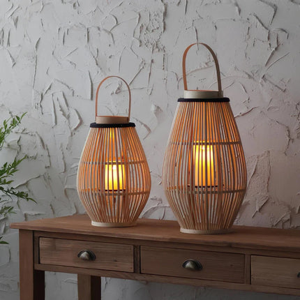 Bamboo Lantern with Handwoven Design for Soft Ambient Lighting | Portable and Cordless Home Decor Accent