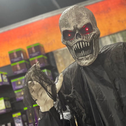 Halloween Animatronics Pop Up Grim Reaper, Animated Skeleton with LED Eyes and Sound – image 6