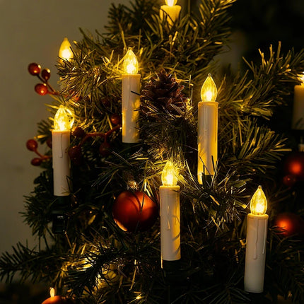 Cordless Clip-On Christmas Candles with Remote Control | Realistic Flickering Glow for Festive Decor