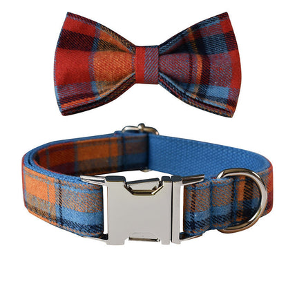 Blue Velvet Dog Collar with Alloy Buckle | Stylish Cotton Leash Set for Comfortable Daily Wear