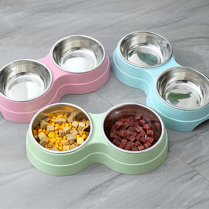 Double Pet Bowls with Stainless Steel Feeder | Dual Functionality for Convenient Feeding and Hydration