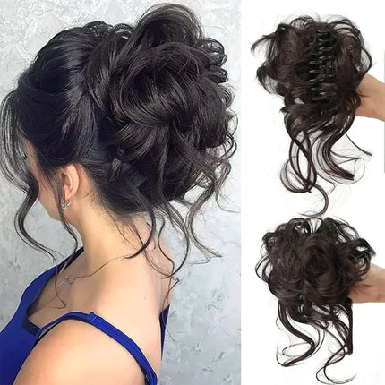 Messy Bun Hair Piece, Curly Hair Bun Clip In Chignon – image 12