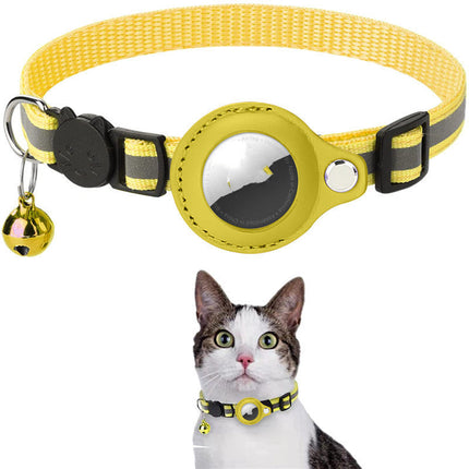 Reflective Cat Collar with AirTag Holder and Bell | Adjustable Nylon Pet Collar for Safety and Style