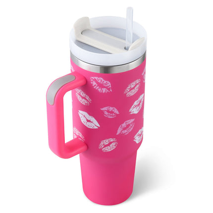 40 Oz Insulated Tumbler with Handle & Straw | Double-Wall Vacuum Insulation for Hot or Cold Beverages