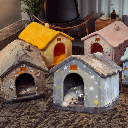 Cozy Foldable Pet House with Self-Warming Fabric | Durable & Portable Winter Bed for Dogs and Cats