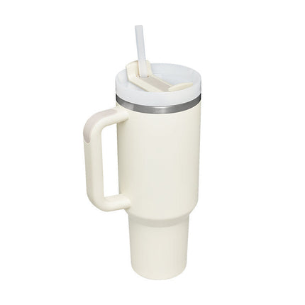 40 Oz Insulated Tumbler with Handle & Straw | Double-Wall Vacuum Insulation for Hot or Cold Beverages