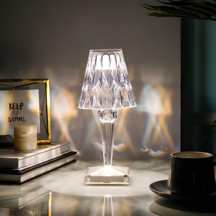 Sparkling Crystal Lamp with Touch-Sensitive Control | Elegant Rechargeable Table Light for Glamorous Ambiance