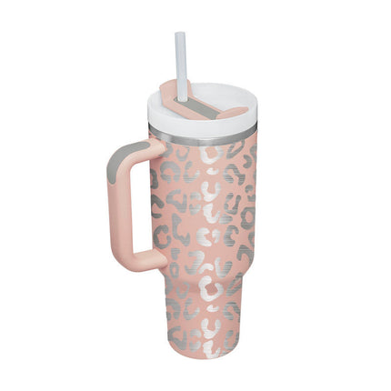 40 Oz Insulated Tumbler with Handle & Straw | Double-Wall Vacuum Insulation for Hot or Cold Beverages