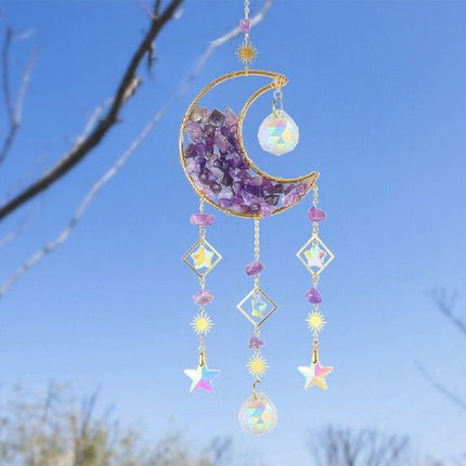 Moon Crystal Pendant Car Accessory with Elegant Design | Reflective K9 Crystal for Aesthetic Vehicle Enhancement