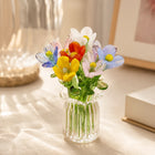 Glass Flowers with Vase, Hand Blown Miniature Glass Flower Set, Housewarming Gift and Birthday Gift, Shelf Decor