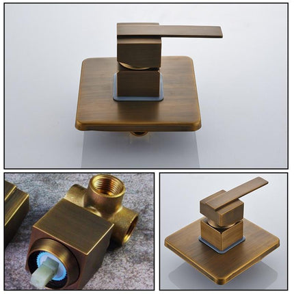 Rain Shower Head with Handheld, Antique Brass Shower Faucet Set with 2 Way Valve – image 4