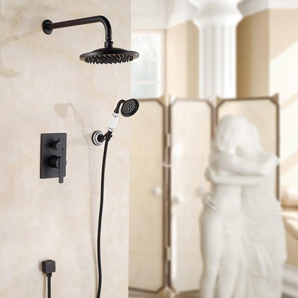 Rain Shower Head with Handheld, Antique Brass Shower Faucet Set with 2 Way Valve – image 11