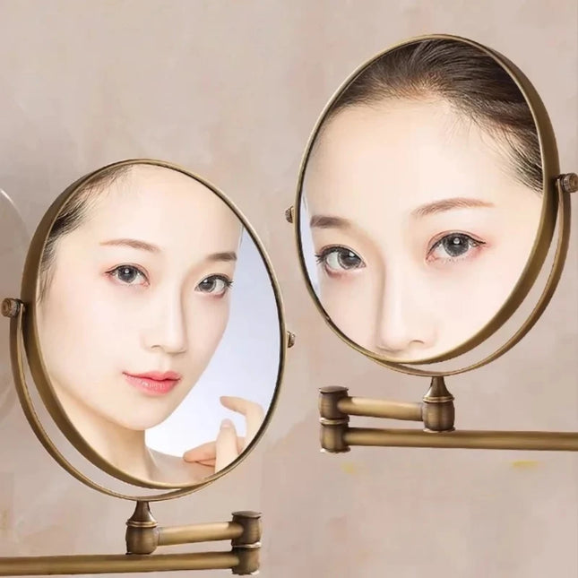 Makeup Mirror Wall Mounted 8 Inch, Double Sided Magnifying Mirror with Folding Arm