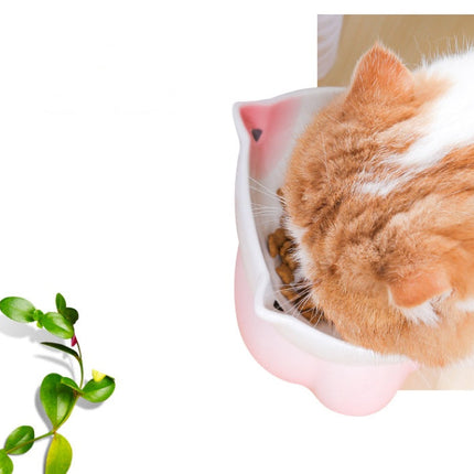 Lucky Cat Ceramic Cat Bowl with Raised Edges | Eco-Friendly Design for Healthy Eating Posture