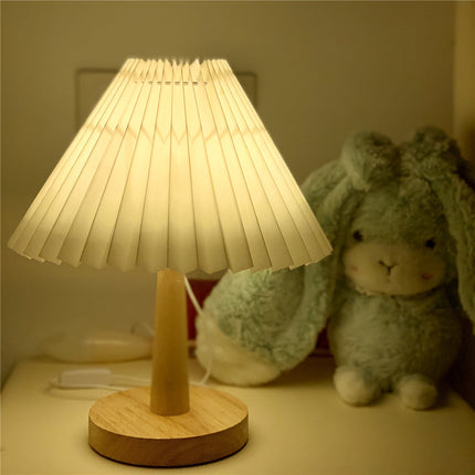 USB Vintage Pleated Lamp with Touch Dimming | Cozy Fabric Shade for Eye Comfort and Home Ambiance