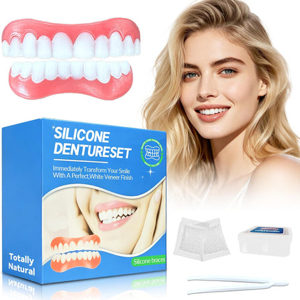 Vepine Complete Dentures Set  | Temporary Cosmetic Smile Cover for All with Natural Look | Reusable Teeth Cover