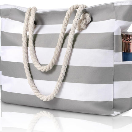 Beach Bliss | Large Waterproof Beach Tote Bag with Zipper | Sandproof Design for Easy Summer Outings