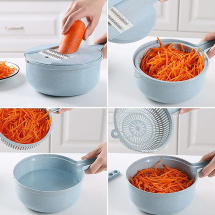 8-in-1 Mandoline Vegetable Slicer with Stainless Steel Blades | Versatile Kitchen Tool for Fast Food Prep