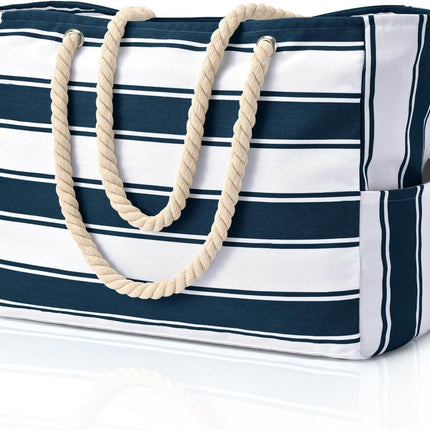 Coastal Collection | Large Waterproof Beach Tote Bag with Zipper Closure | Sandproof Design for Effortless Summer Adventures