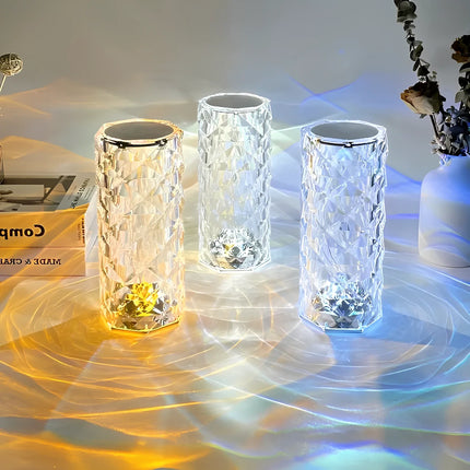 Touch Control Table Lamp with 16 Color Options | Rechargeable Acrylic Design for Customizable Mood Lighting