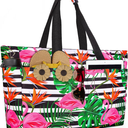 Ultimate Beach Tote | Extra Large Waterproof Bag with Zippered Wet Compartment | Lightweight & Foldable for Easy Travel