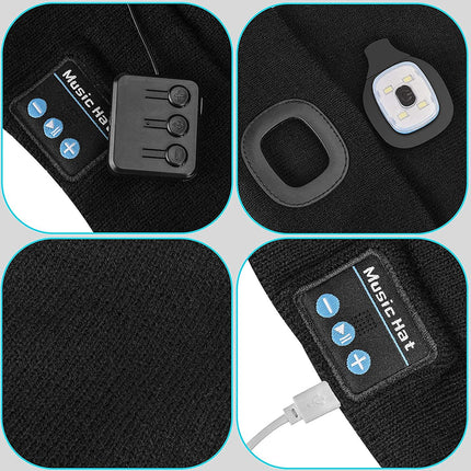 Bluetooth Beanie Hat with LED Light, Rechargeable Winter Hat with Headphones – image 8