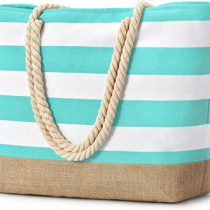 Vepine Large Canvas Beach Tote Bag with Waterproof Design | Stylish & Sandproof Travel Essential for Summer Fun