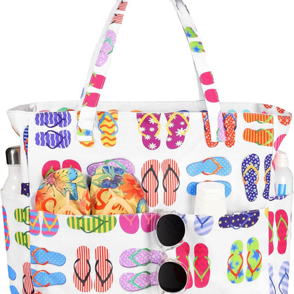 Vepine Waterproof Beach Tote Bag with Zipper & Sandproof Design | Large Capacity for Travel and Gym