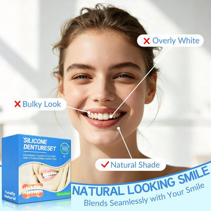 Vepine Complete Dentures Set  | Temporary Cosmetic Smile Cover for All with Natural Look | Reusable Teeth Cover