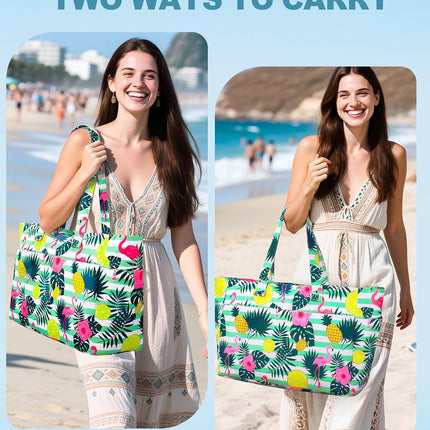 Ultimate Beach Tote | Extra Large Waterproof Bag with Zippered Wet Compartment | Lightweight & Foldable for Easy Travel