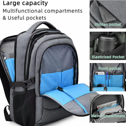 Travel Backpack with USB Port, Water Resistant Laptop Backpack for 17 Inch Laptop, Anti Theft Work Backpack