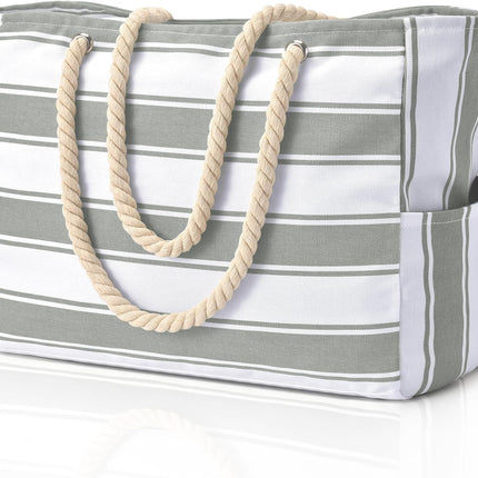 Coastal Collection | Large Waterproof Beach Tote Bag with Zipper Closure | Sandproof Design for Effortless Summer Adventures