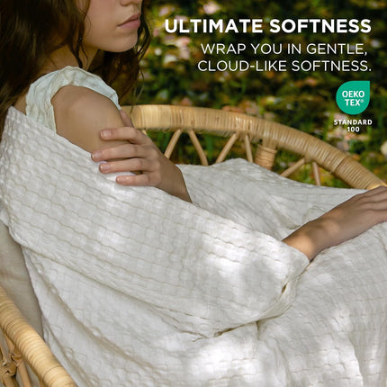 Cozy Haven | Cooling Waffle Queen Blanket with Lightweight Cotton & Bamboo | Soft Summer Throw for Hot Sleepers