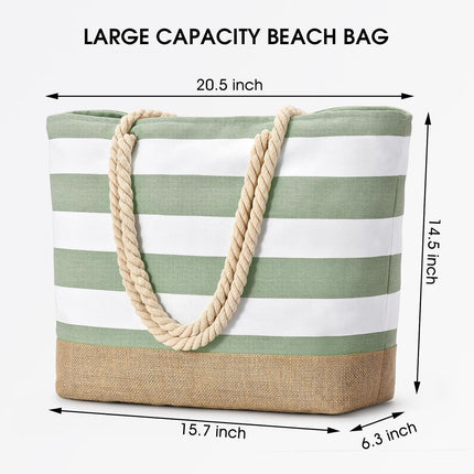 Vepine Large Canvas Beach Tote Bag with Waterproof Design | Stylish & Sandproof Travel Essential for Summer Fun