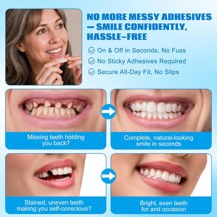 Vepine Custom Fit | Moldable Silicone Dentures with Natural Look | Comfortable Temporary Teeth for Daily Use & Special Occasions