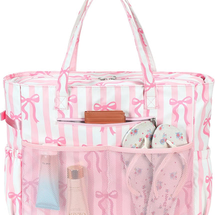 Coastal Collection | Large Waterproof Beach Tote Bag with Zipper & Wet Pocket | Versatile for Travel, Gym, and Grocery