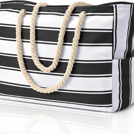 Coastal Collection | Large Waterproof Beach Tote Bag with Zipper Closure | Sandproof Design for Effortless Summer Adventures