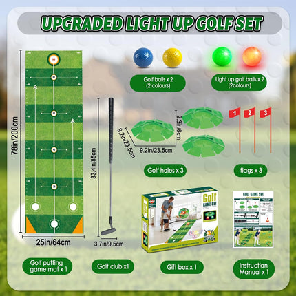 Kids Golf Toy Set with Light-Up Features & 6.5ft Mat | Fun Indoor-Outdoor Game for Ages 3-8