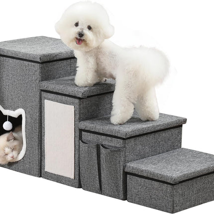 Pet Haven | 3-Step Non-Slip Dog Stairs with Storage | Easy Access for Small Dogs and Cats