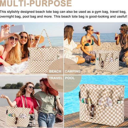 Vepine Waterproof Beach Tote Bag with Wet Compartment | Extra Large Carry-On for Weekend Travel