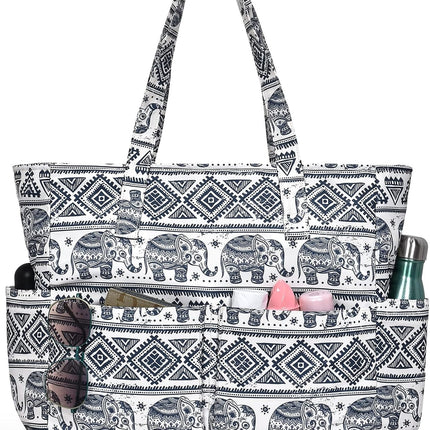 Vepine Large Waterproof Beach Tote Bag with Zipper | Sandproof Design for Travel & Vacation Essentials