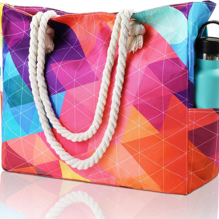 Beach Bliss | Large Waterproof Beach Tote Bag with Zipper | Sandproof Design for Easy Summer Outings