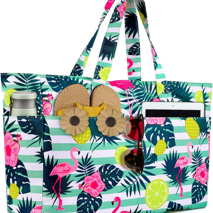 Ultimate Beach Tote | Extra Large Waterproof Bag with Zippered Wet Compartment | Lightweight & Foldable for Easy Travel
