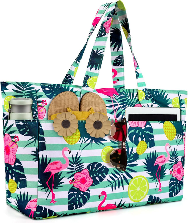 Ultimate Beach Tote | Extra Large Waterproof Bag with Zippered Wet Compartment | Lightweight & Foldable for Easy Travel