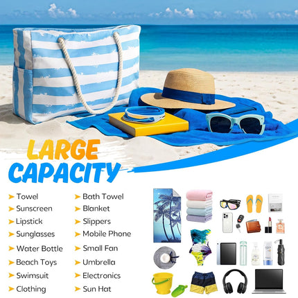 Coastal Escape | Large Waterproof Beach Bag with Sandproof Design | Versatile Tote for Family Outdoor Adventures