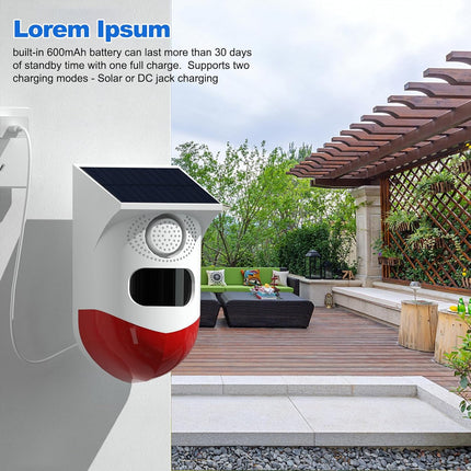 Motion Sensor Alarm Outdoor, Solar Motion Detector Alarm with 120dB Siren and Strobe – image 8