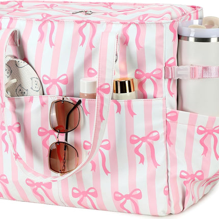 Vepine | Extra Large Waterproof Beach Tote Bag with Wet Compartment | Stylish Carry-On for Weekend Travel