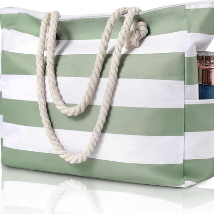 Beach Bliss | Large Waterproof Beach Tote Bag with Zipper | Sandproof Design for Easy Summer Outings