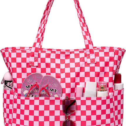 Coastal Collection | Large Waterproof Beach Tote Bag with Zipper & Wet Pocket | Versatile for Travel, Gym, and Grocery